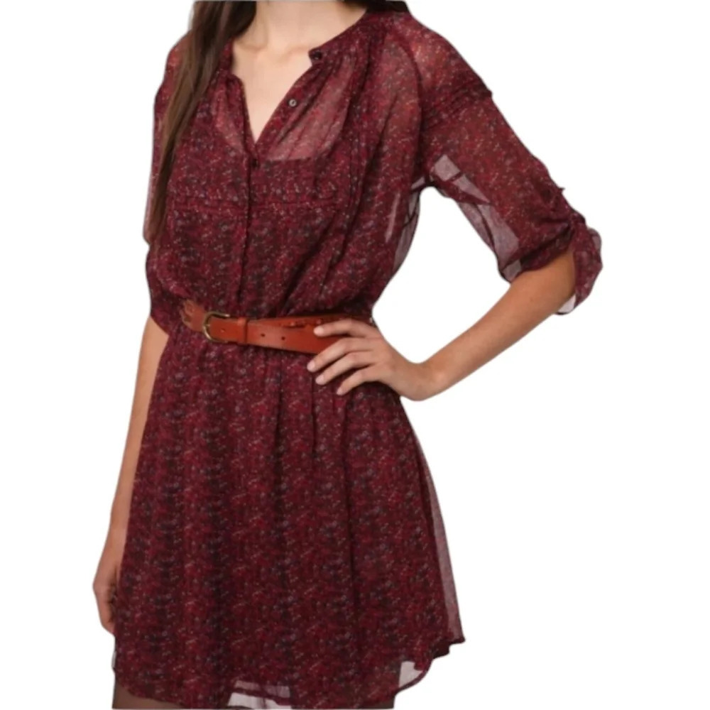 Staring At Stars Micro Floral Tie Sleeve Sheer Flowy Dress Size Medium